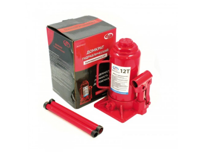 Домкрат гидравлический 12 т бутылочный, в коробке, красный