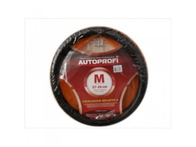 Оплетка "АВТОПРОФИ" нат.кожа барсеточная ребристая т.коричневая/черная AP-850 BК M1/20