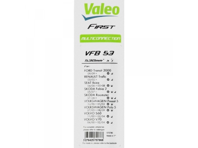 Бескаркасная VALEO FIRST PYRAMID Multiconnection ,передняя,1 шт., VFB53, *530мм/21", бескаркасная