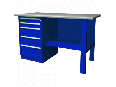 Верстак с одной тумбой — тумба с 5 ящиками, 1390х686х845 мм