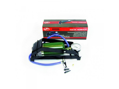 Насос ножной с усиленным цилиндром зкстрамощный PREMIUM с манометром с металлическим наконечником