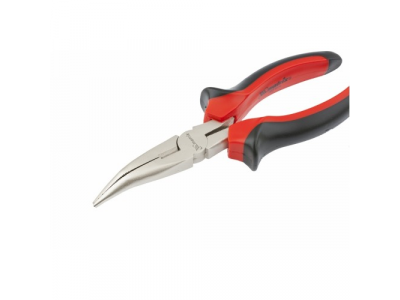 Длинногубцы NICKEL, 180 мм, изогнутые никелированные, двухкомпонентные рукоятки// MATRIX