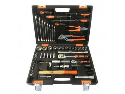 Набор инструментов, 1/2" , 1/4" , CrV, пластиковый кейс 76 предм