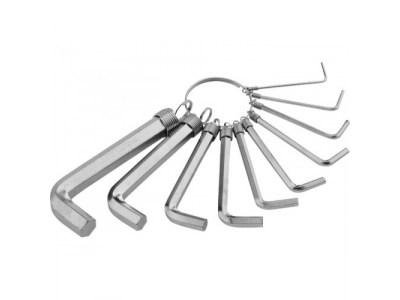 Набор ключей имбусовых HEX, 1,5–10 мм, CrV, 10шт.,никелированный, на кольце// SPARTA