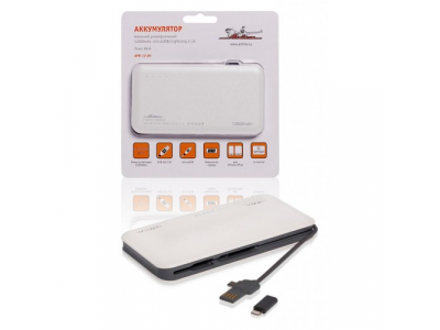 Аккумулятор внешний универсальный 12000мАч: microUSB/Lightning 2.1A