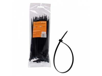 Стяжки (хомуты) кабельные 3,6*200 мм, пластиковые, черные, 100 шт. AIRLINE